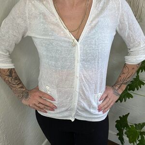 White Button-Up Cardigan